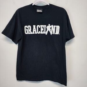 Vintage Graceland Elvis Presley Graphic T-shirt Size M Black Short Sleeve Rock